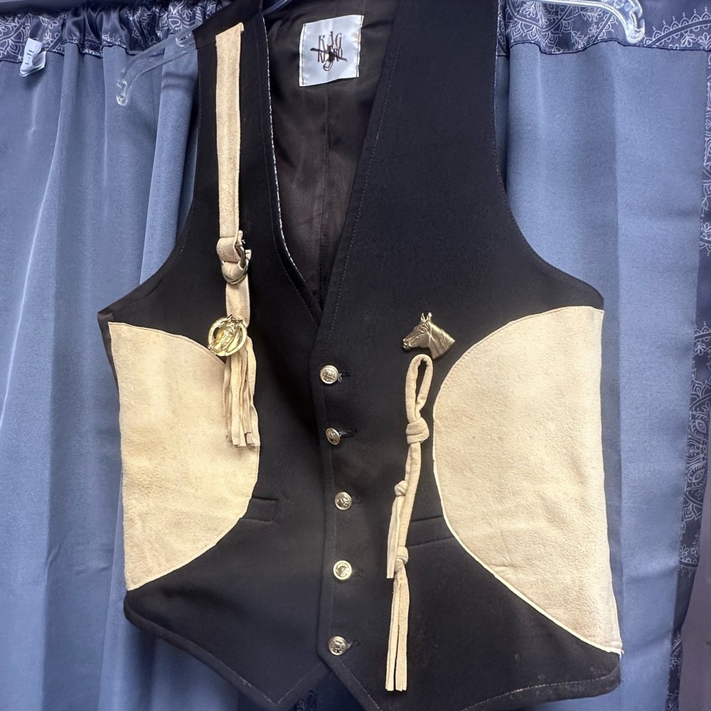 Black and Tan Button-Up Vest